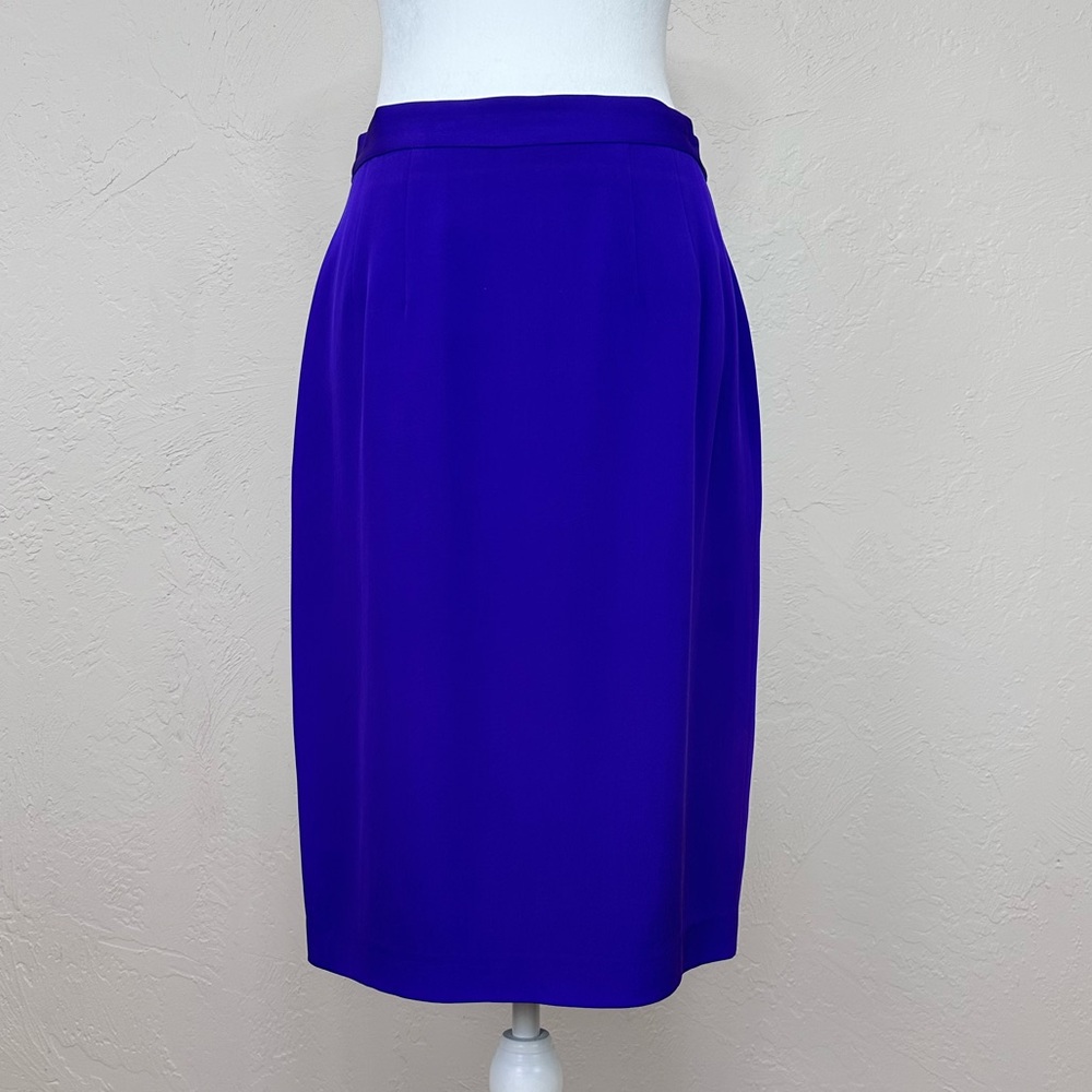 Vintage Spenser Jeremy 100% Silk Royal Purple Pencil Skirt Size 6
